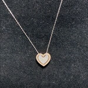 Swarovski Rose-Tone Pavé Heart Necklace with Clear Crystals